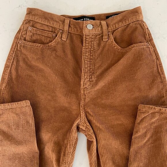 Denim Forum The Joni Hi Rise Loose Corduroy Cotton Pants Golden Brown Sz 26 - Picture 2 of 16